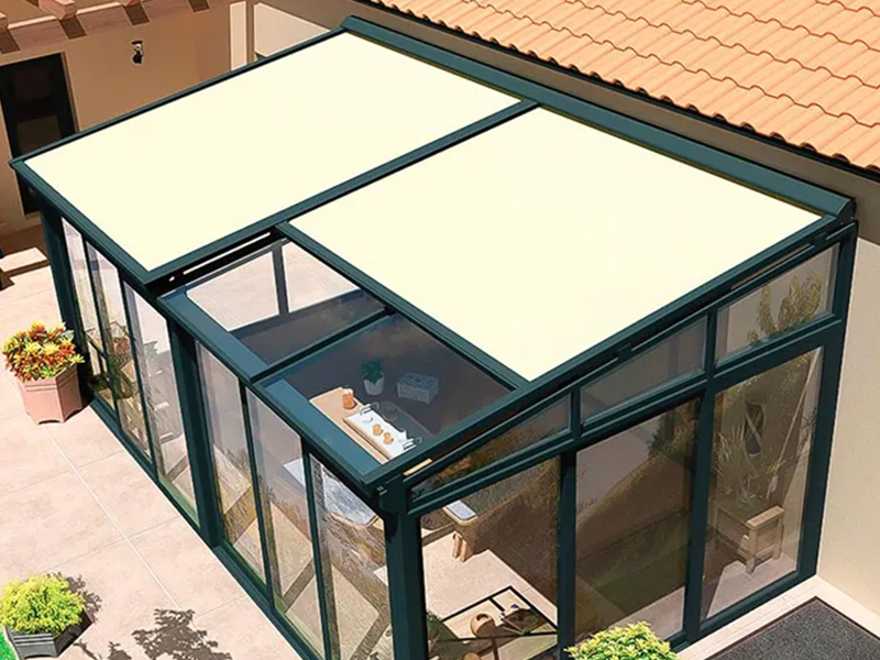 Motorized Outdoor Heavy-Duty Seamless Retractable Roof Awning Made of Acrylic Fabric for Top Glass Conservatory Sunroom
